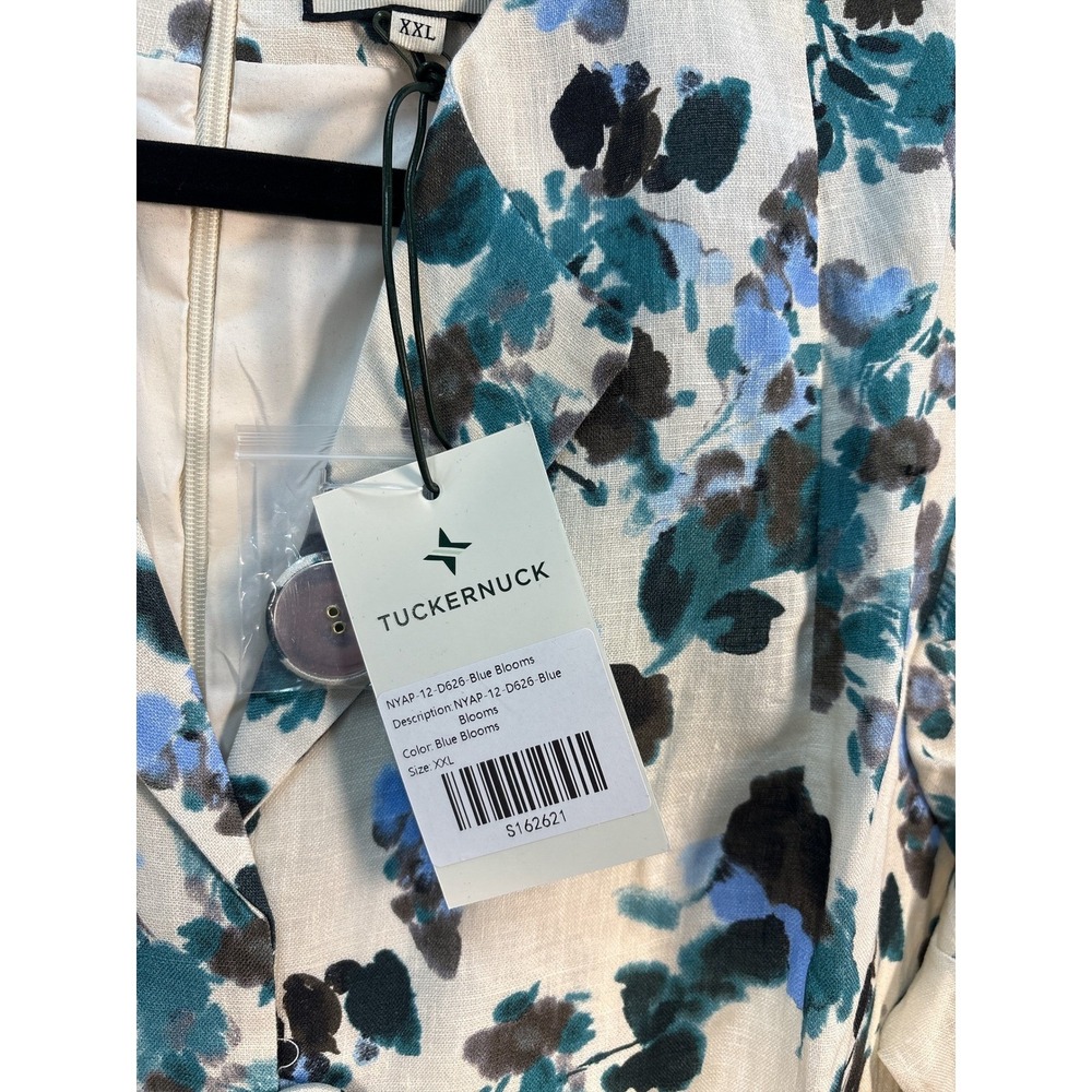 NWT Tuckernuck Blue Blooms Linen Midi/Maxi Dress Size XL Floral Wedding Guest - Picture 7 of 10